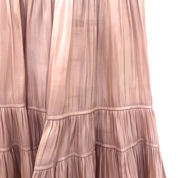 Cinq a Sept Nina Satin Tiered V-Neck Long Sleeve Maxi Dress Size 6 Travertine - Picture 13 of 13